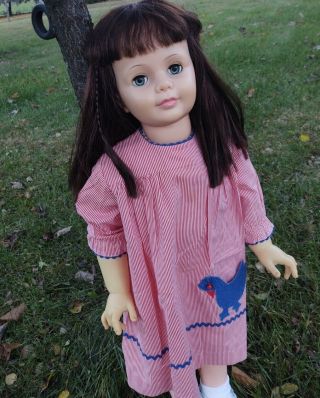 Patti Playpal 35” Doll Vintage Ideal G35.  Walking Doll.  Brown Hair Green Eyes