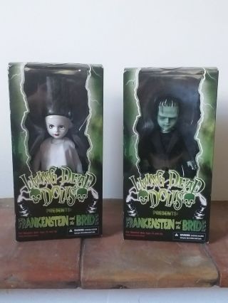 2013 Mezco Living Dead Dolls Frankenstein And The Bride Tape Set Of 2