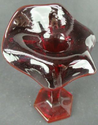 Vintage Westmoreland Colonial Pattern Jack In The Pulpit Glass Vase Deep Red