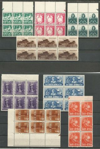 South Africa 1941 War Effort In Blks Of 6 Stamps Sg 88 - 94 Mnh See Scans