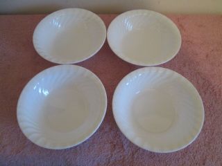 Set Of Four Corelle White Swirl Soup/cereal Bowls 7 1/4