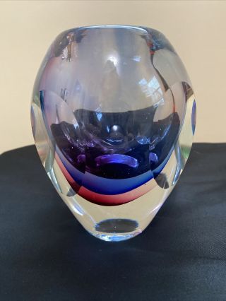 Vintage Sommerso (murano?) Faceted Art Glass Vase Votive Holder