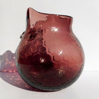 Murano Glass Art OWL Vase Honeycomb Amethyst Purple Vintage Mid - Century Modern 3