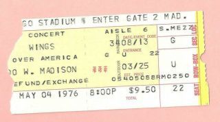 The Beatles Mccartney Wings Over America Ticket Chicago Stadium 5/4/76