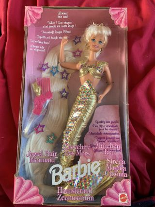 Vintage Jewel Hair Mermaid Barbie Mattel 14586 Nrfb Boxed Doll Toy