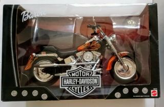 Barbie Harley Davidson Fat Boy Doll Motorcycle Black W/flames 2 - Nib Vintage