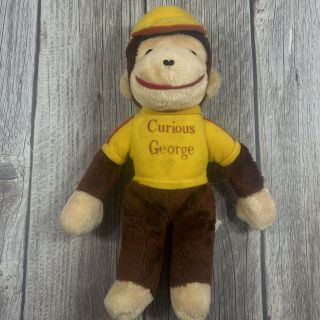 Vintage Knickerbocker 15”curious George Plush Stuffed Animal Monkey Yellow Shirt