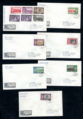 Montserrat 1965 Part Set On 7 X Registered Airmail Covers Includes High Values