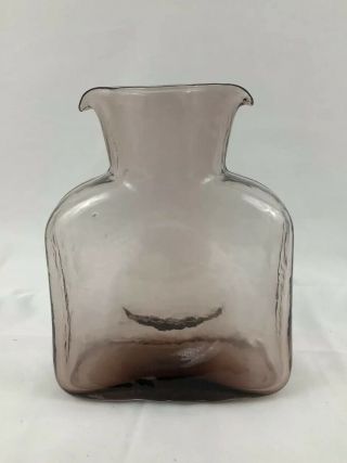 Vintage Blenko Glass Water Bottle Light Purple Amethyst Double Spout 8”