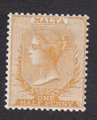 Malta 1863 - 81 1/2d Orange Perf 14 Crown Cc Hinged