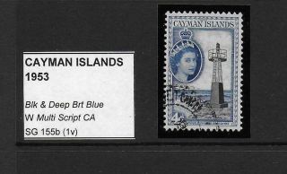 1953 Cayman Islands 4d Black & Deep Bright Blue Sg155b Vfu