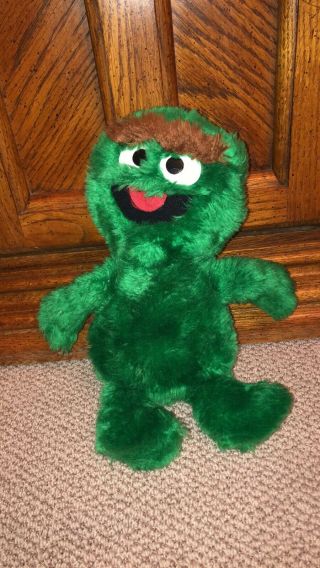 Vintage 70s Oscar The Grouch Sesame Street Muppet Plush Toy Knickerbocker 14 "