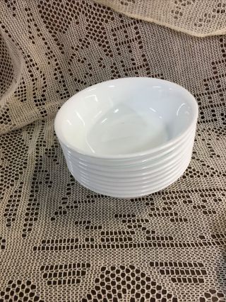 8 Corning Corelle Winter Frost White 6 1/8 " Shallow Cereal Soup Or Dessert Bowls