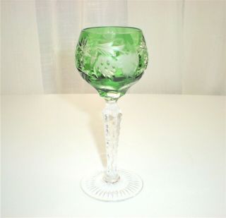 Traube Emerald Green Cut To Clear Cordial Sherry Crystal Clear 1.  5 Oz 4.  5 "