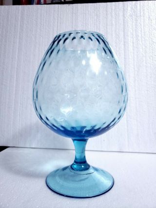 MCM Empoli Italian Glass Hand Blown Optic Aqua Blue 8.  75 