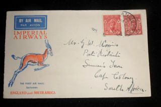 Imperial Airways Air Mail Illustrated Cover Zanzibar To South Africa
