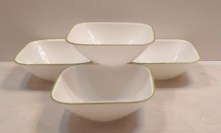 Corelle Bamboo Leaf Square Round Cereal/soup Bowls Set Of 4