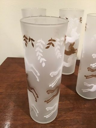7 Vge Libby Iced Tea Collins Glasses Frosted Gold White Horses EUC 3