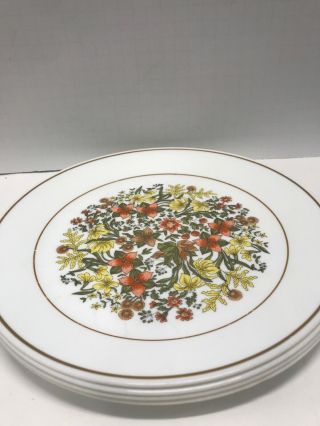 Corelle Corning Ware Indian Summer Dinner Plates Floral Pattern Set Of 4 Vintage