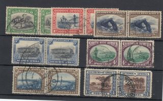South West Africa 1931 Bilingual Pairs Set To 1/ - Sg74/80 Vfu Jk1626