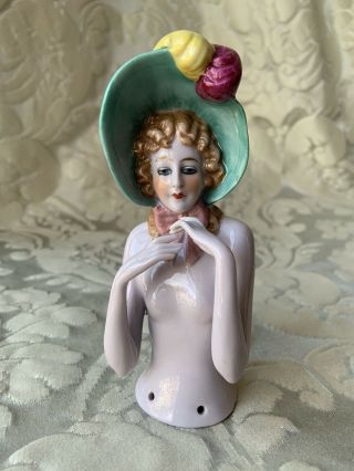 Large Half - Doll/demi - Figurine/teepuppe/art Deco/ Pincushion Doll/fasold