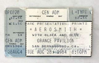 1984 Aerosmith Back In The Saddle Tour Concert Ticket Stub San Bernardino