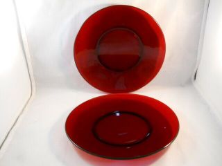 2 Vintage Anchor Hocking Royal Ruby Red Glass Plates - 7 3/4 "