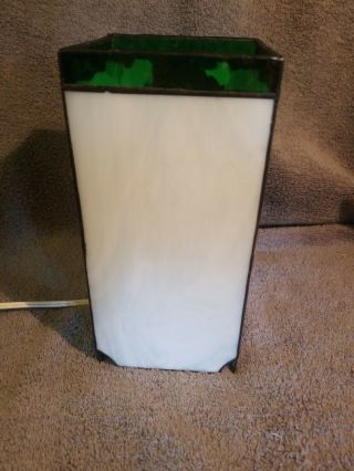 STAINED GLASS LAMP WITH CANDLE W/ HOLLY DESIGN 8 