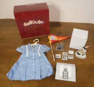 American Girl Doll Molly Route 66 Outfit Dress Pennant Camera Photos Donkey Bank