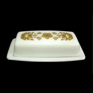 Vintage Pyrex Butterfly Gold Covered Butter Dish With Lid | Corelle Compatible