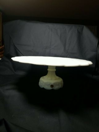 Westmoreland Paneled Grape Milk Glass Footed Cake Stand