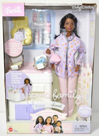 2002 Mattel Barbie Happy Family Baby Doctor African American Doll Nib Nrfb