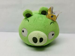 Angry Birds Plush King Pig Crown Stuffed Animal Bad Piggies 5 " Green W/ Sound