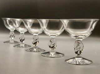 Imperial Glass Crystal Twist Stem Champagne Glass/Sherbets Set Of 5 2