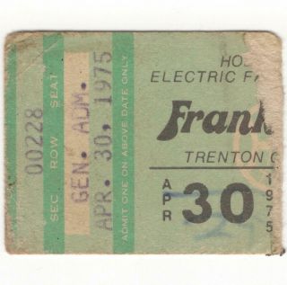 Frank Zappa & Captain Beefheart Concert Ticket Stub Trenton Nj 4/30/75 Rare