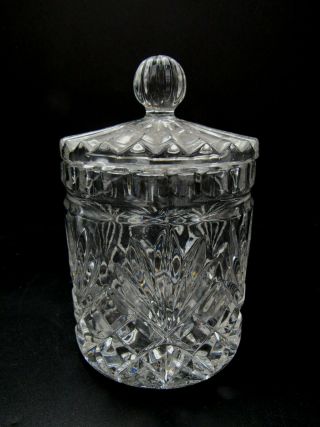 Clear Pressed Glass Heavy Patterned Biscuit Cookie Candy Jar With Lid