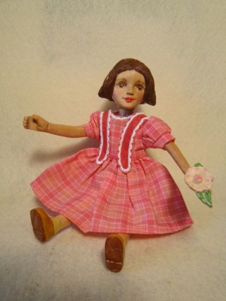 Raikes Art Doll Hitty Friend Ooak Hand Wood Carved Wood Doll 7 1/4 Inch