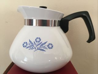 Vintage Corning Ware Coffee/tea Pot With Lid,  Blue Cornflower,  6 Cups -