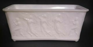 Vintage Stamped: Hand Made L.  E.  Smith Milk Glass Dancing Nymphs Art Deco Planter