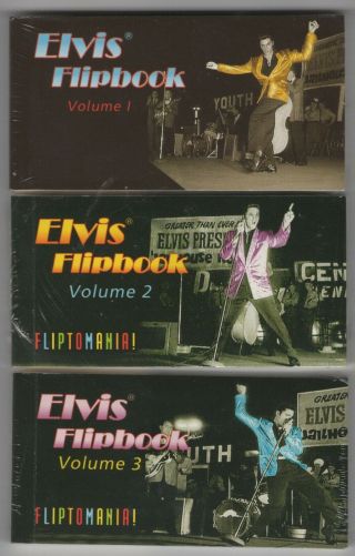Complete Set Of 3 Elvis Presley Motion Flip Books,