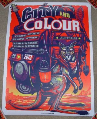 City And Colour & Concert Gig Tour Poster Australia 2012 Red Munk One