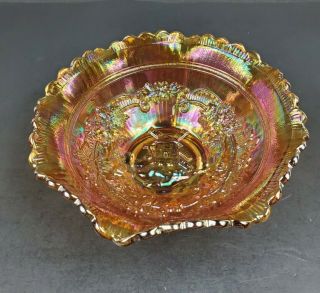 Vintage Imperial Marigold Carnival Glass Windmill Crimped Ruffled 7.  5 " Bowl