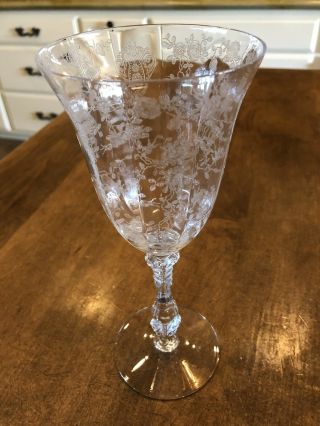 Vintage Cambridge Rose Point Clear Etched Wine Glass 48290 Vtg