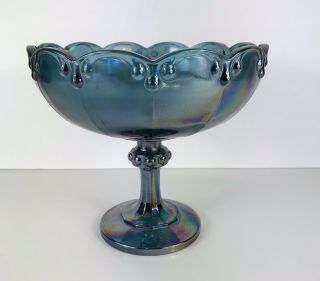 Vintage Indiana Blue Carnival Glass Candy Dish,  Pedestal
