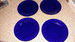 4 Vintage Libbey,  Duratuff Usa,  5 1/2” Colbalt Blue Plate