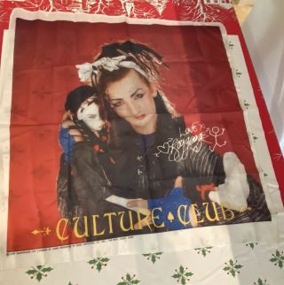 Vtg Culture Club Boy George Concert Banner 1984 Wall Tapestry 21” By 21” Prize