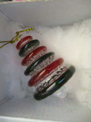 Egyptian Museum Hand Blown Glass Christmas Tree Ornament Red,  Green And Clear