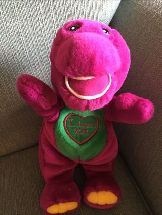 Plush Barney 11” Tall Sings “i Love You” From Barney & Friends Purple Dinosaur