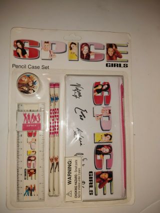 Spice Girls Pencil Case Set Girl Power Official Merchandise Vintage Eraser Ruler