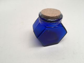Vintage Cobalt Blue Glass Jar With Cork Lid - Old Stock